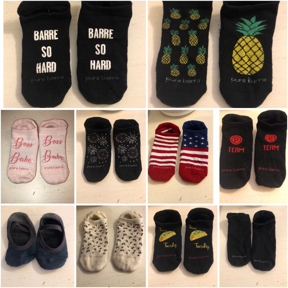Pure barre LOT of 10 sticky socks - small